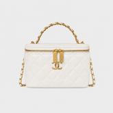 Luxury White Quilted Makeup Bag