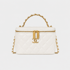 Luxury White Quilted Makeup Bag