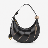 Soft Leather Cutout Crescent Hobo Bag