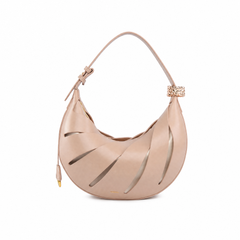 Soft Leather Cutout Crescent Hobo Bag