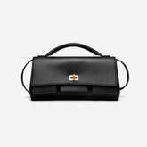 Smooth Leather Top Handle Flap Bag