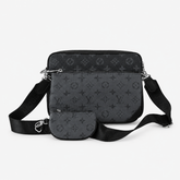 Leather Monogram Crossbody Messenger Bag