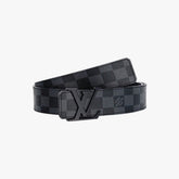Black Checkered Leather Belt