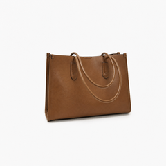 Pebbled Leather Curved Flap Shoulder Bag