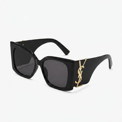 Oversized Black Gold Accent Sunglasses