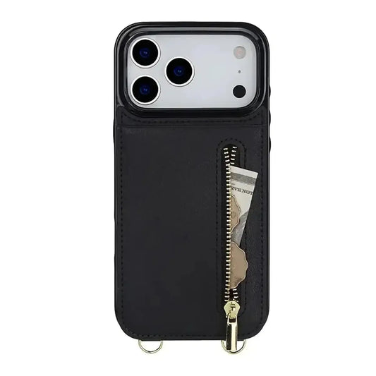 Black iPhone Case with Card Holder and Lanyard - OK260014