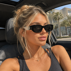 Slim Frame Contrast White Arms Sunglasses