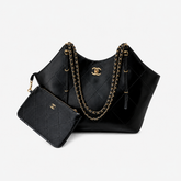 Black Leather Commuter Shoulder Bag