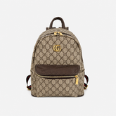 Brown Canvas Monogram Casual Backpack