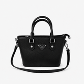 Leather PR Inspired Black Mini Tote Crossbody Bag