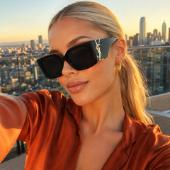 Oversized Black Gold Accent Sunglasses