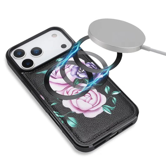Black iPhone Case with Folding Wallet and Lanyard - OK26008