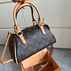 Leather Monogram Boston Bag