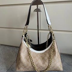 Leather Khaki Hobo Shoulder Bag