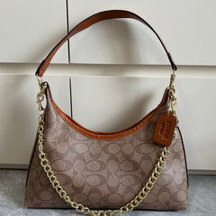 Leather Brown Pattern Hobo Shoulder Bag