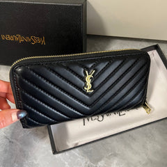 Black Leather Chevron Wallet