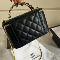 Luxury Black Quilted Makeup Bag