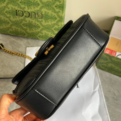 Black Leather Flap Chain Bag