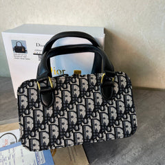 Vintage Black Canvas Crossbody Bag