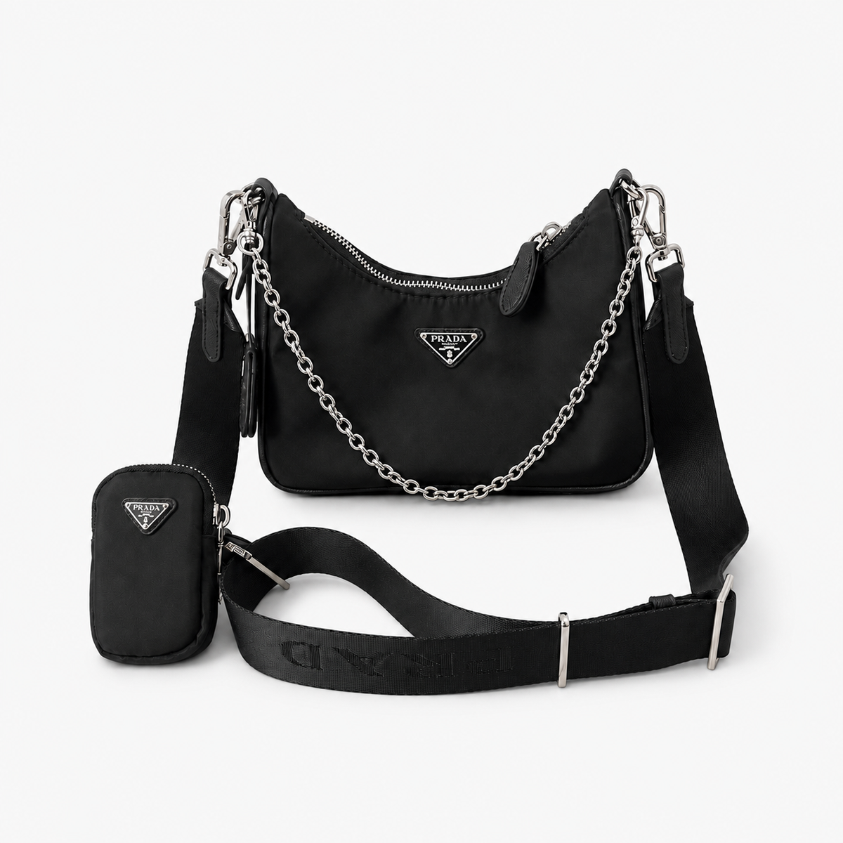 Nylon Crescent PR Shoulder Bag