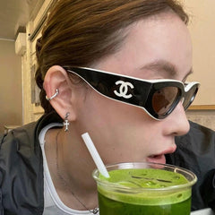 Vintage Sporty Wide Temples Sunglasses