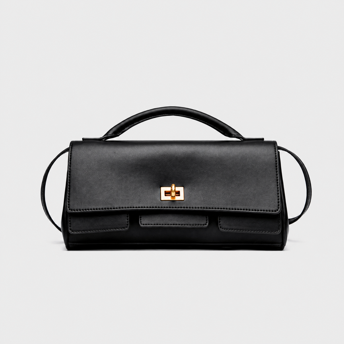 Smooth Leather Handle Shoulder Bag