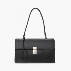 Smooth Leather Structured Flap Shoulder Bag