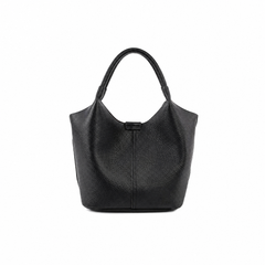 Pebbled Leather Soft Bucket Tote Bag