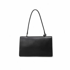 Smooth Leather Structured Flap Shoulder Bag