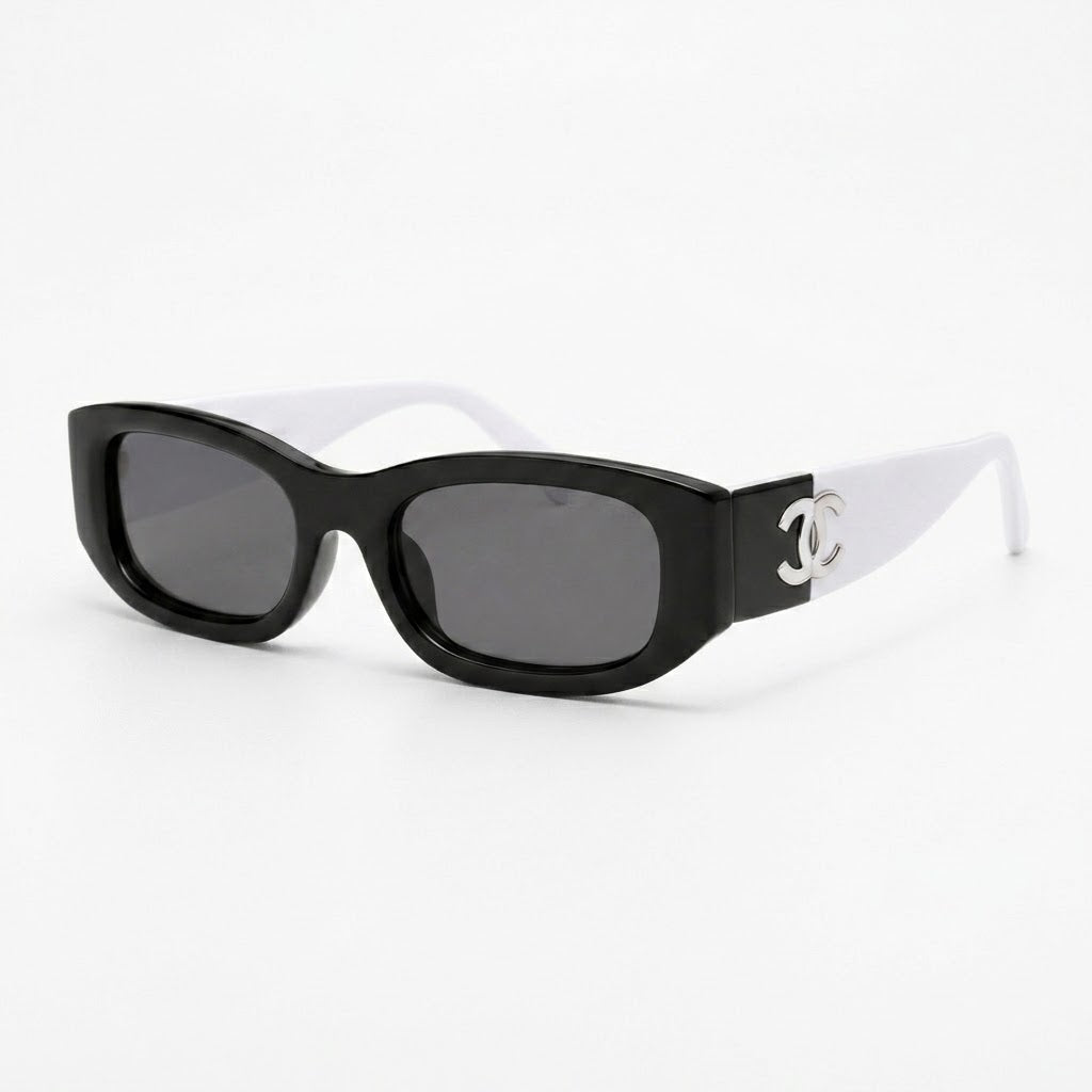 Slim Frame Contrast White Arms Sunglasses