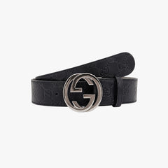 Black Embossed Leather Belt