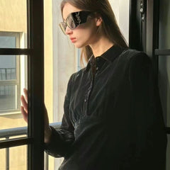 Oversized Black Gold Accent Sunglasses