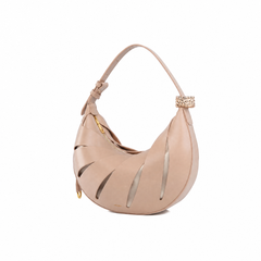 Soft Leather Cutout Crescent Hobo Bag
