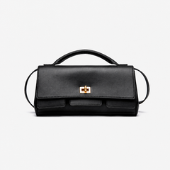 Smooth Leather Top Handle Flap Bag