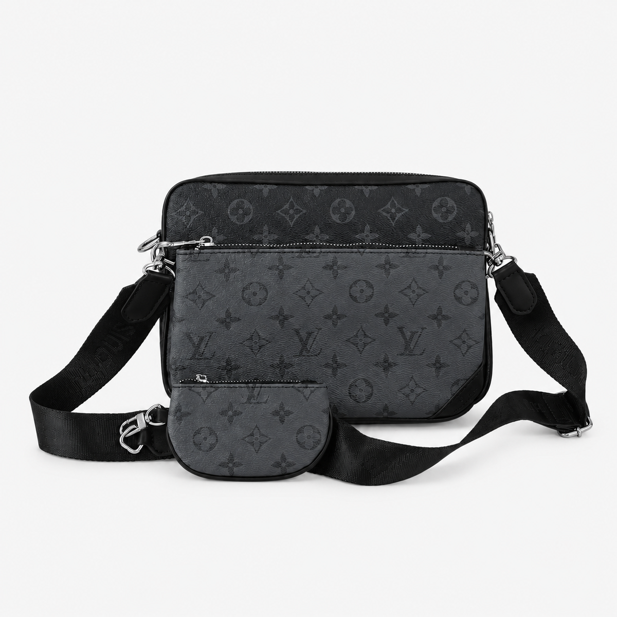Leather Monogram Crossbody Messenger Bag