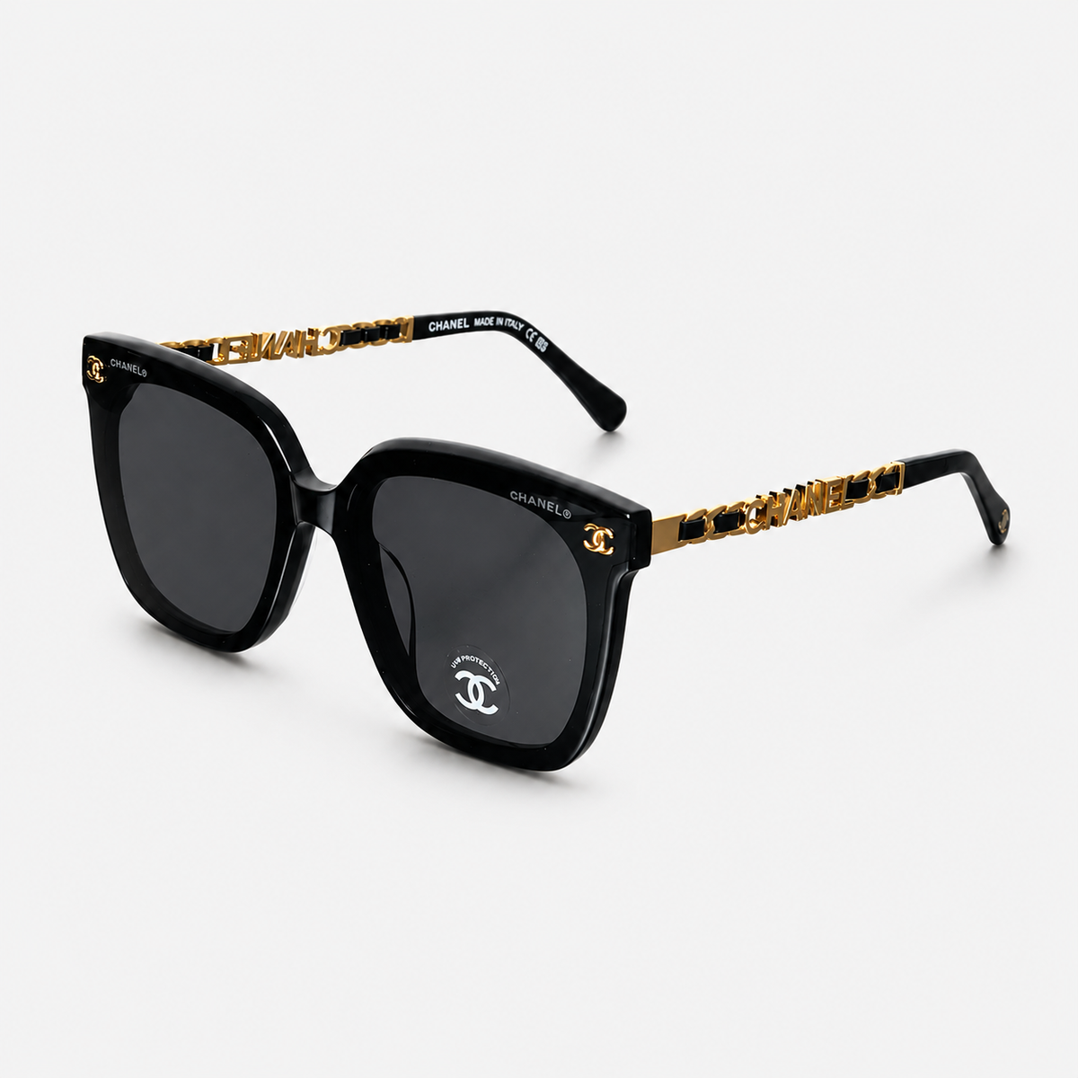 Oversized Black Gold Detai Sunglasses