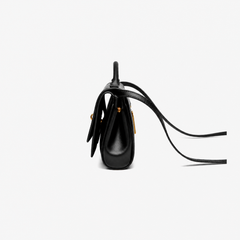 Smooth Leather Top Handle Flap Bag