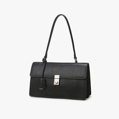 Smooth Leather Structured Flap Shoulder Bag