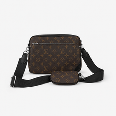 Leather Monogram Messenger Crossbody Bag