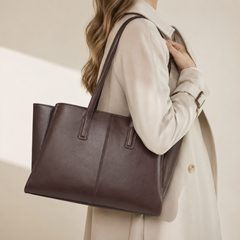 Smooth Leather Large Work Tote Bag