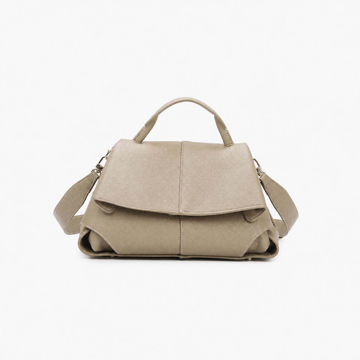 Soft Leather Slouchy Flap Top Handle Crossbody Bag