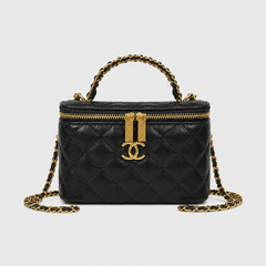 Luxury Black Quilted Makeup Bag