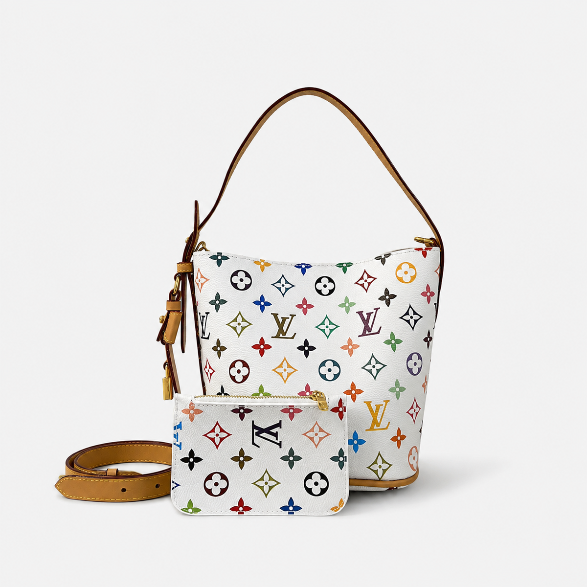 Leather Detachable Monogram Mini Pouchh Bag