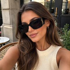 Oversized Black Gold Accent Sunglasses