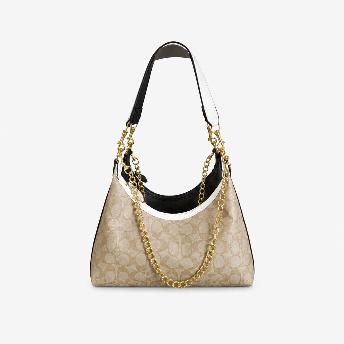 Leather Khaki Hobo Shoulder Bag