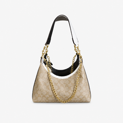 Leather Khaki Hobo Shoulder Bag