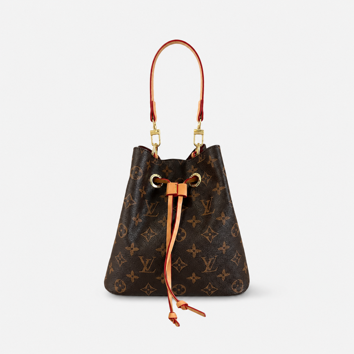 Leather Monogram Bucket Bag