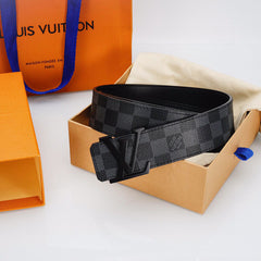 Black Checkered Leather Belt