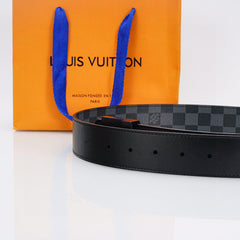 Black Checkered Leather Belt