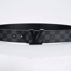 Black Checkered Leather Belt